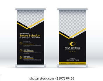 elegant roll up banner with yellow stripe
