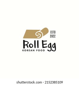 Elegant Roll Egg Logo Vector Design Illustration With Flat, Modern And Minimalist Styles. Modern Roll Egg Logo Design Vector Idea Concept For Business, Company And Shop Isolated On White Background.