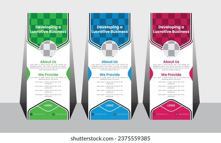 Elegante paquete de plantillas de banner de acumulación.  3d, publicidad, antecedentes, banner, folleto, promoción de negocios y diseño vectorial estándar de señalización.