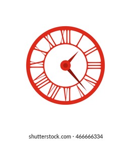 Elegant roman numeral clock icon in flat style on a white background