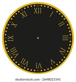 Elegante numerais romanos relógio face - ouro de luxo em preto