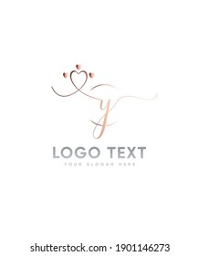 An elegant, romantic and beautiful touch handwritten letter type Y logo template, Vector logo for business and company identity 