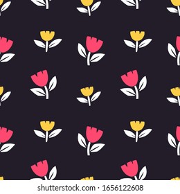 Elegant romantic colorful seamless floral pattern with wild colorful flowers. Hand drawn background. Ditsy print. Perfect for fabric, manufacturing, textile etc. Vector illustration