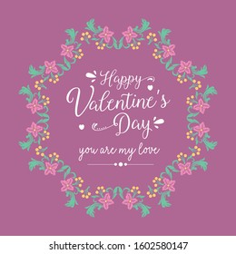 Elegant and romantic ornate pink floral frame, for happy valentine invitation card design. Vector