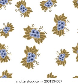 Elegante y romántico patrón floral Seamless usando ramo de flores florecientes para imprimir en tela, Boda, cumpleaños, tarjeta de saludo, fondo web. Bonito diseño de ilustración y decoración a la moda