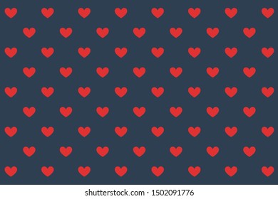 Elegant romantic seamless pattern: red hearts on dark blue background. Stylish design for Valentine's Day an other holidays. Cards, wrapping, fabric, etc. 