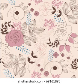 Elegant romantic seamless vector pattern with roses