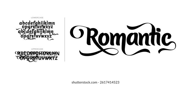 Elegant Romantic Typeface for Invitations and Wedding Designs Flowing Calligraphy Script