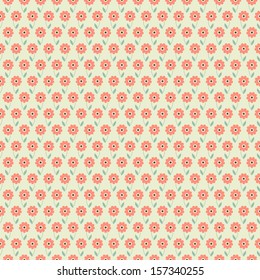 Elegant romantic vector seamless pattern (tiling). Retro pink, cream and blue colors. Endless texture can be used for printing onto fabric and paper. Beautiful abstract flowers with leaves.