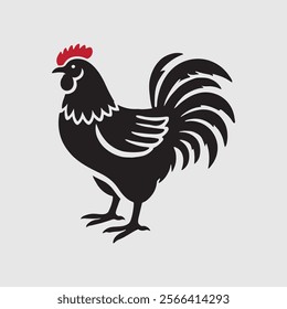 Elegant Rooster Silhouette vector art