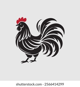 Elegant Rooster Silhouette vector art