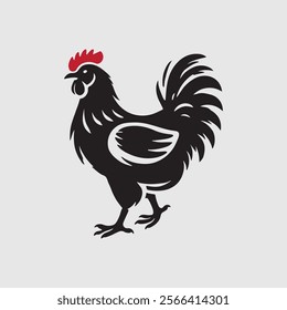 Elegant Rooster Silhouette vector art