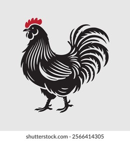 Elegant Rooster Silhouette vector art