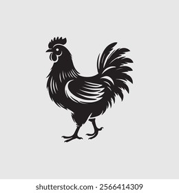 Elegant Rooster Silhouette vector art