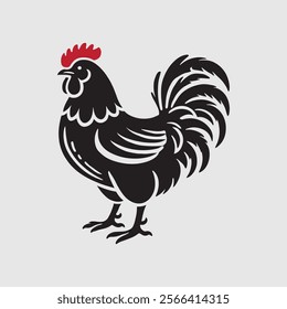 Elegant Rooster Silhouette vector art