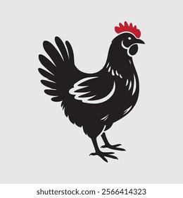 Elegant Rooster Silhouette vector art