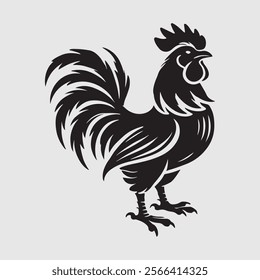 Elegant Rooster Silhouette vector art