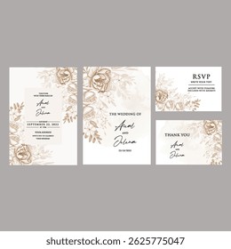 Elegant rose bouquet invite with light pastel wash and cursive lettering.
