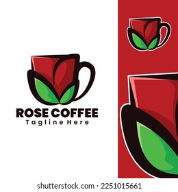 elegant rose coffee logo illustration