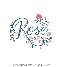 Elegant Rose Floral Typography Design with Delicate Details