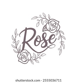 Elegant Rose Floral Typography Design with Delicate Details