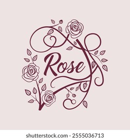 Elegant Rose Floral Typography Design with Delicate Details