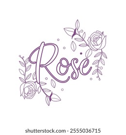 Elegant Rose Floral Typography Design with Delicate Details