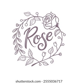 Elegant Rose Floral Typography Design with Delicate Details