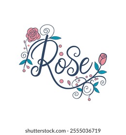 Elegant Rose Floral Typography Design with Delicate Details