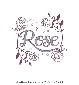 Elegant Rose Floral Typography Design with Delicate Details