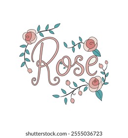 Elegant Rose Floral Typography Design with Delicate Details