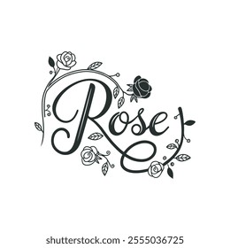 Elegant Rose Floral Typography Design with Delicate Details