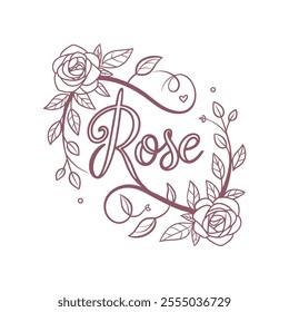 Elegant Rose Floral Typography Design with Delicate Details