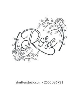 Elegant Rose Floral Typography Design with Delicate Details