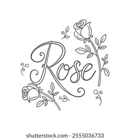 Elegant Rose Floral Typography Design with Delicate Details