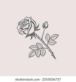 Elegant Rose Floral Typography Design with Delicate Details