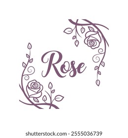 Elegant Rose Floral Typography Design with Delicate Details