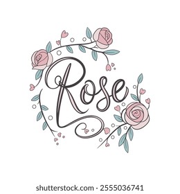 Elegant Rose Floral Typography Design with Delicate Details