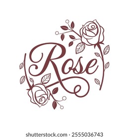 Elegant Rose Floral Typography Design with Delicate Details