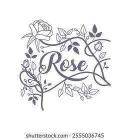 Elegant Rose Floral Typography Design with Delicate Details