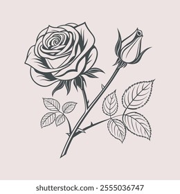 Elegant Rose Floral Typography Design with Delicate Details