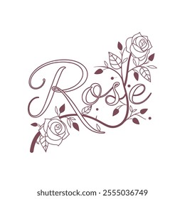 Elegant Rose Floral Typography Design with Delicate Details