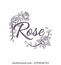 Elegant Rose Floral Typography Design with Delicate Details