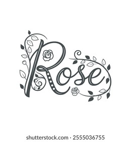 Elegant Rose Floral Typography Design with Delicate Details