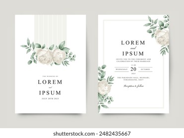 Elegant rose flower arrangement wedding invitation template