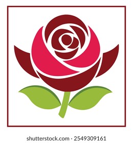 Elegant Rose Flower Art with Blooming Petals on White Background