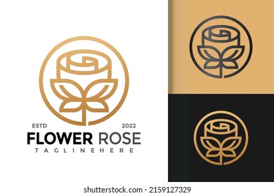 Elegant Rose Flower Logo Design Vector Template