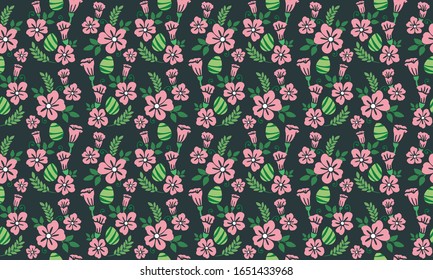 Elegant rose flower pattern background for Easter, with egg and flower design.