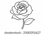 Elegant Rose Flower Vector Line Art White Background Vector Illustration Logo Icon and Clipart