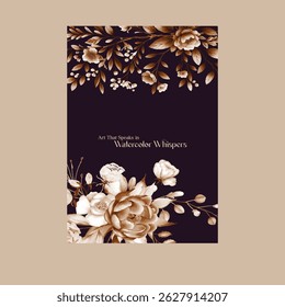 Elegant rose and invitation card with light pastel wash and cursive lettering.
